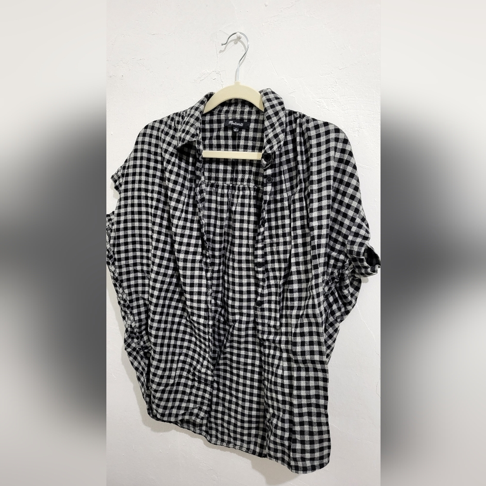 MADEWELL Short Sleeve Gingham Button Front Shirt